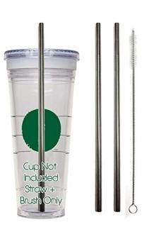 Venti Travel Mug Replacement Straws- 2qty - Stainless Steel for Hot & Cold Venti