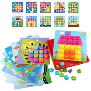 AMOSTING Button Art Colour Matching Mosaic Pegboard Early Learning Educational T