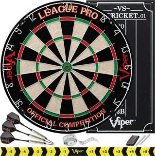 Viper League Pro Sisal/Bristle Steel Tip Dartboard with Staple-Free Bullseye and