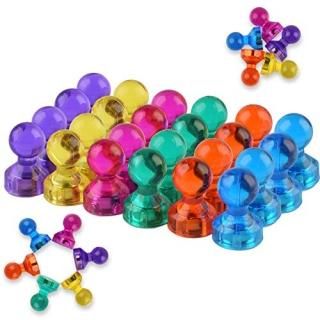 24 Pack Colorful Magnetic Push Pins 6 Assorted Color Translucent Fridge Magnets 