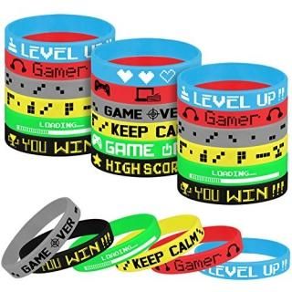 TUPARKA 18 Pcs Video Game Wristbands Rubber Bracelet Game Party Wristbands Suppl