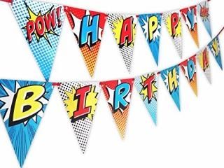 Superhero Red Happy Birthday Banner Pennant by POP parties