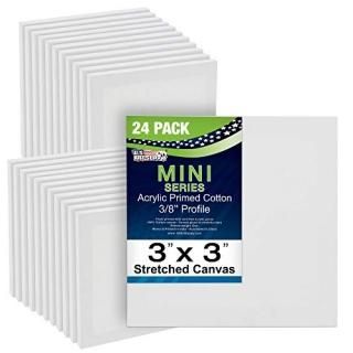 US Art Supply 3 x 3 Mini Professional Primed Stretched Canvas 1-Pack of 24-Mini 