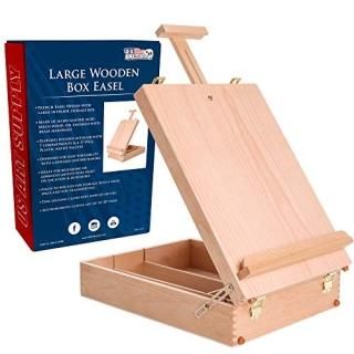US Art Supply Newport Large Adjustable Wood Table Sketchbox Easel 13x17 1/2x5-3/