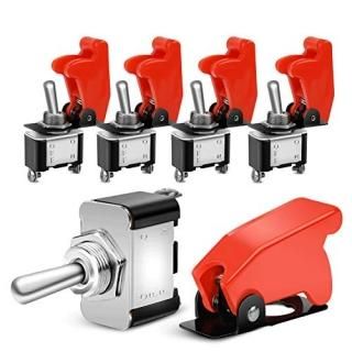 Nilight ѵ 5 Pack 2Pin Toggle Switch-Red Cover 90014E