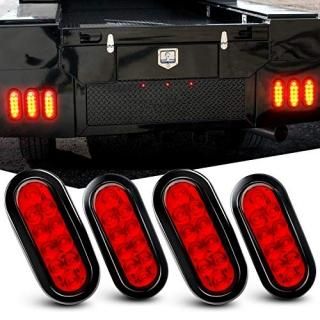 Nilight - TL-07 6 Inch Oval Red Led Trailer Tail Lights 4PCS 10 Led with Flush M