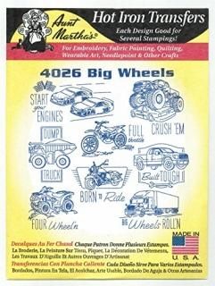 Big Wheels Aunt Martha's Hot Iron Embroidery Transfer by Aunt Martha's
