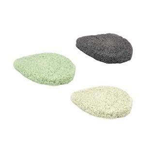 JOSALINAS Nature Konjac Facial Sponge 3 Packs with Activated Bamboo Charcoal for