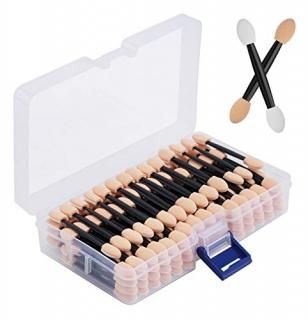 Cuttte 120PCS Disposable Dual Sides Eye Shadow Sponge Applicators with Container