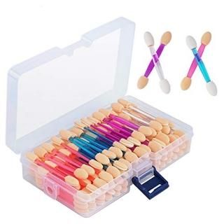 Cuttte 120PCS Disposable Dual Sides Eye Shadow Sponge Applicators with Container