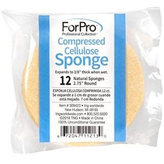 ForPro Compressed Cellulose Sponge - Round Face and Body Sponge - Natural Yellow