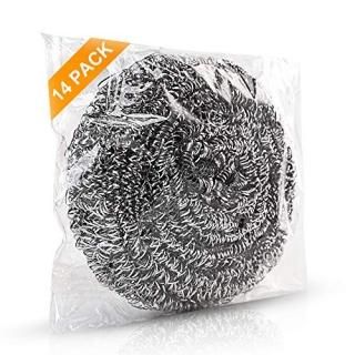 14Pack Upgraded Steel Wool Scrubbers by ovwo - Premium Stainless Steel Scrubber 
