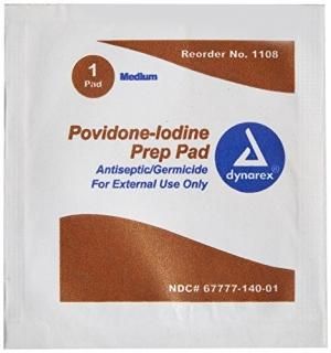Dynarex Povidone-Iodine Prep Pad Medium - 100pcs/box