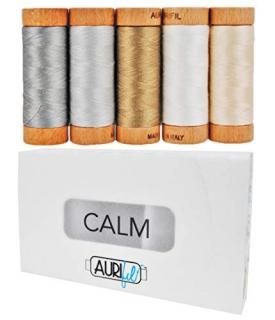 Aurifil Thread Set ''Calm'' Collection - 5 Small Spools of 80wt Cotton Thread