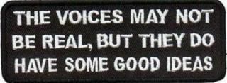 Voices Not Real But have Good Ideas Funny Biker Patch!! by heygidday