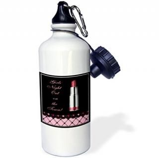 3dRose wb_13000_1 Lipstick Girls Night Out Sports Water Bottle 620ml White