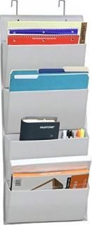 Wall Door Mount 4 Pockets Office File Holder Supplies Organiser