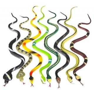 12 Pack - Rubber RAINFOREST Snakes/36cm Snake Figures NATURE Anaconda CORAL Vipe