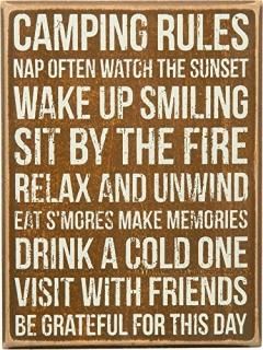 Camping Rules - Decorative Box Sign 8-in x 6-in by Primitives By Kathy