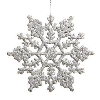 Silver - Vickerman Plastic Glitter Snowflake 10cm  Silver 24 Per Box