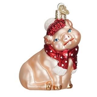 Old World Christmas Snowy Pig Glass Blown Ornament by Old World Christmas