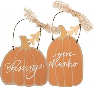 PBKպ??Give Thanks Blessings Tin Pumpkin Ornaments # 31658