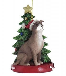 Kurt Adler AMERICAN PITBULL WITH CHRISTMAS TREE ANE LIGHTS ORNAMENT FOR PERSONAL
