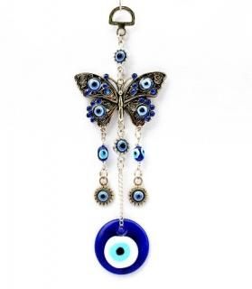 Blue Evil Eye with Butterfly Hanging Decoration Ornament with a Betterdecor Pouc