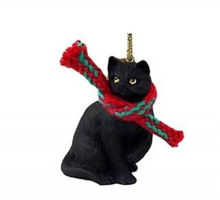1 X Tiny Ones Black Cat Ornament w/scarf by Conversation Concepts