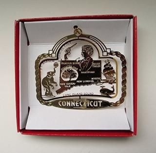 Connecticut Brass Ornament State Landmarks Souvenir