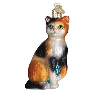 Old World Christmas Calico Cat Glass Blown Ornament