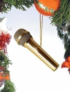 Gold Microphone Musical Instrument Ornament 10cm by Broadway Gifts