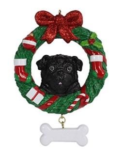 PersonalizedʥȸWreath Black Pug Wreath B012VQW9X6