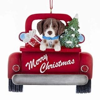 Kurt Adler A1940GP German Shorthaired Pointer in Back of Truck Hanging Ornament 