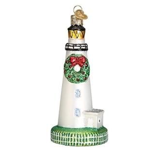 Glass Ocracoke Lighthouse Hanging Ornament