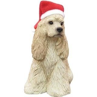 Sandicast Buff Cocker Spaniel with Santa Hat Christmas Ornament