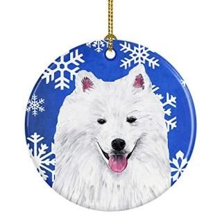 Carolines Treasures SC9379-CO1 American Eskimo Winter Snowflakes Holiday Ceramic