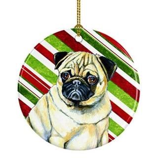 Carolines Treasures LH9252-CO1 Pug Candy Cane Holiday Christmas Ceramic Ornament