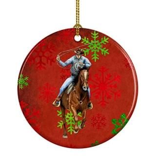 Caroline's Treasures SB3127CO1 Horse Roper Red Snowflakes Holiday Christmas Cera