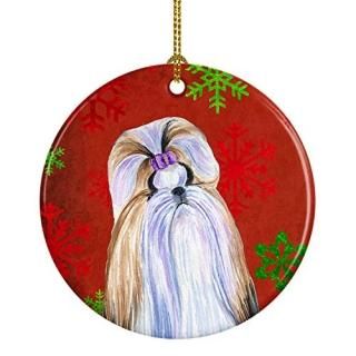 Carolines Treasures SS4672-CO1 Shih Tzu Red Snowflakes Holiday Christmas Ceramic
