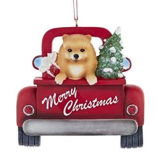 Kurt Adler A1940PM Pomeranian in Back of Truck Hanging Ornament for Personalizat