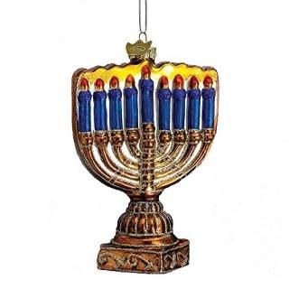 Kurt Adler 4-1/2-Inch Noble Gems Glass Menorah Ornament by Noble Gems 