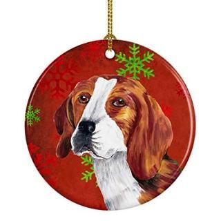 Carolines Treasures SC9409-CO1 Beagle Red Snowflakes Holiday Christmas Ceramic O