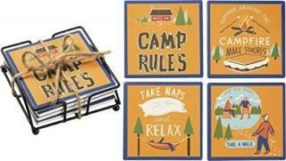 Primitives by Kathy LOL Stone Coasters Set of 4 Camp Rules 4 Count