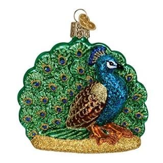 Old World Christmas Glass Ornament Proud Peacock 160744