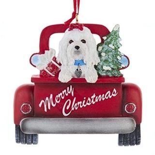 Kurt Adler A1940MT Maltese in Back of Truck Ornament for Personalization 5-inch 