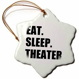 3dRose orn_180450_1 Eat Sleep Theater-Black Text-Drama Club Addict-Actor Play Ac