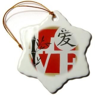 3droseΥåArts Love??Love With Chinese Character??Ornaments 3 inch Snowflake Po