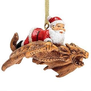 Design Toscano Santa and The Snowdragon 2020 Holiday Gothic Ornament Individual 