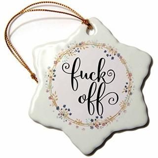 3drose Lenas̿??򤤰??Floral Wreath with Funny Quote??Fuck OFF Quote֤??ѥ桼⥢